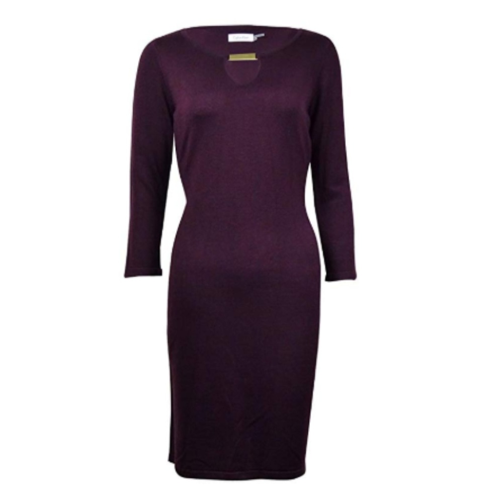 Calvin Klein Womens Keyhole Jeweled Sweater-dress
